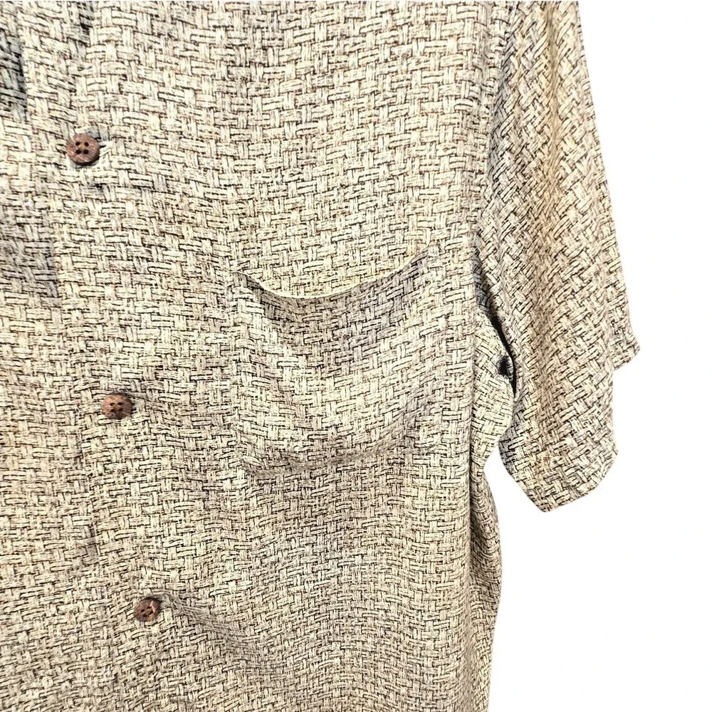 VTG‎ Banana Republic Aloha Hawaiian Shirt S Rayon Coconut Button 90s Crosshatch